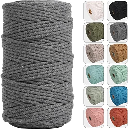 NOANTA 4mm 109yards Macrame Cord, Colored Cotton Rope Macrame Yarn, Grey