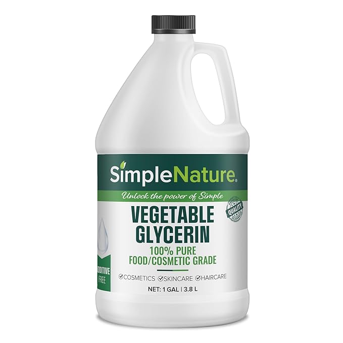 SimpleNature 100% Pure Vegetable Glycerin - 1 Gallon (128 fl oz) - Food/Cosmetic Grade Skincare, Haircare, Cosmetics, Soapmaking, Crafts - Softening & Moisturizing Multipurpose Humectant