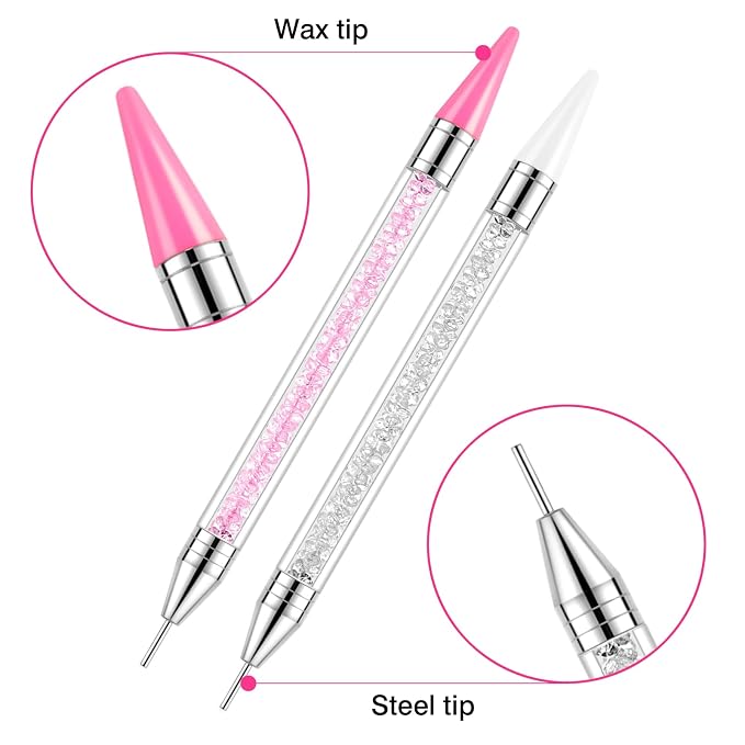Rhinestone Picker Tool, 2 Bedazzling Pen, 6 Extra Wax Tips&Tweezer