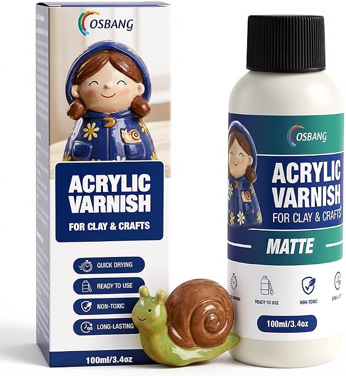 OSBANG 100ML Air Dry Clay Glaze, Matte Finish Air Dry Clay Varnish, Helps Prevent Cracking, Scratches and Wear, Clear Sealant for Ceramics, Paintings, Wood and DIY Projects