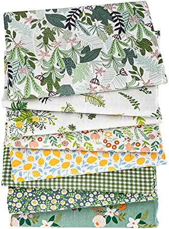 Aubliss 8pcs Fat Quarter Fabric Bundles 20'' x 20'' Cotton Craft Fabric