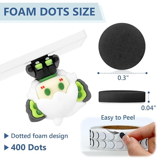 400 PCS 1mm Double Sided Foam Dots 0.3" Foam Round Dots 3D Foam Tape Craft Double Sided Dual Adhesive Foam Mounts Foam Pop Dots For Art Crafts Diy Handmade Scrapbook(Black,0.3" Diameter,1mm Thick)