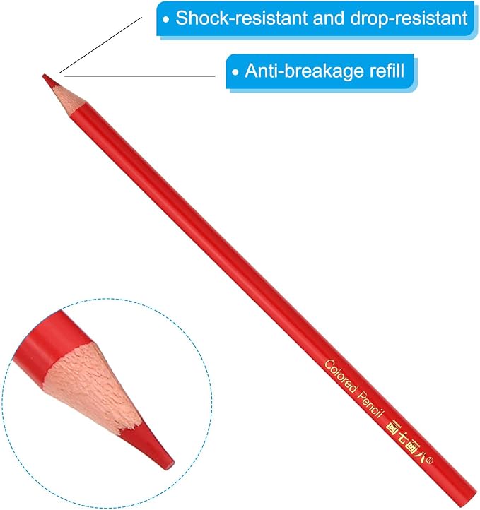 PATIKIL Red Colored Pencils Set,12 Pcs Oil Color Pencils | Wooden Coloring Drawing Pencil for Artists Art Painting Office Home Beginner