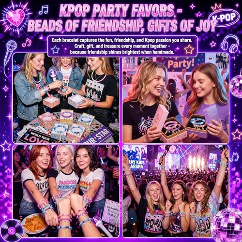 Soulchen 996 Pcs/24 Sets Kpop Party Favors Friendship Beads Bracelets Craft