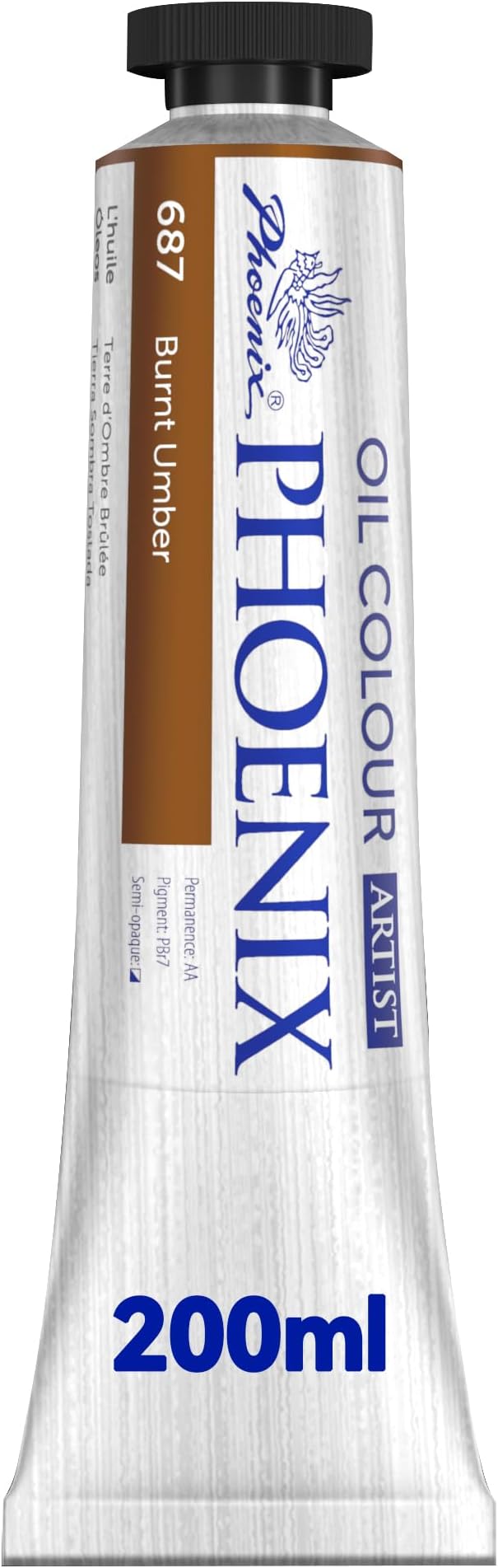 PHOENIX Burnt Umber Oil Paint - 200ml / 6.75 Fl oz | Single Large Tube, Artist Quality, Oil Based, For Professionals