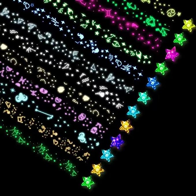 Star origami strips, paper star glow in the dark colored craft paper (glowing 12 colors (210 sheets)