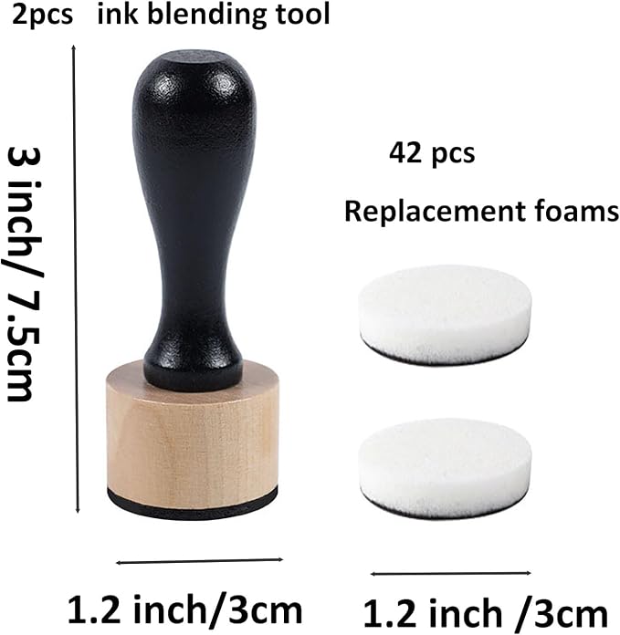 46 Packs Mini Ink Blending Tool Set, 2 Mini Applicator Tools and 44 Replacement Foam Pads for Scrapbooking Painting Drawing Art SuppliesInk Tools and More (Black 46pack)