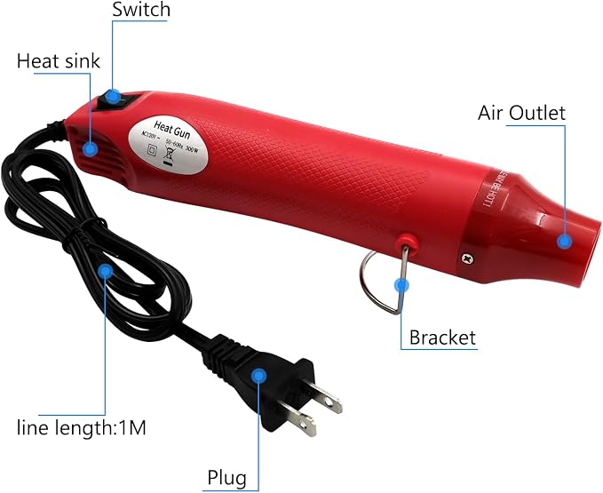 Heat Gun, Mini Hot Air Gun for DIY Crafts Portable Heat Air Gun Tool for Embossing Shrink Wrapping Drying Paint | DIY Crafts, Portable, Embossing, Shrink Wrapping, Drying Paint
