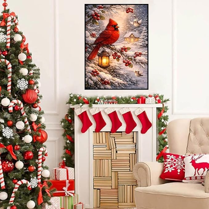 HHMATITS Christmas Cardinal Diamond Art Kits for Adults 12 X 16Inch