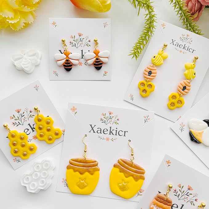 Bee Theme Polymer Clay Cutters Set – Molds, Clay Cutters for Polymer Clay, Clay Earring Tools