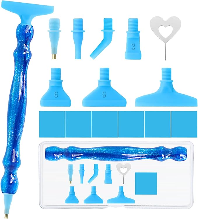 ZYNYXY 16PCS Ergonomic Diamond Art Pens Kits, Resin Diamond Painting Pen with Multifunctional Plastic Screw Thread Tips for 5D Diamond Painting (Starry Blue A)