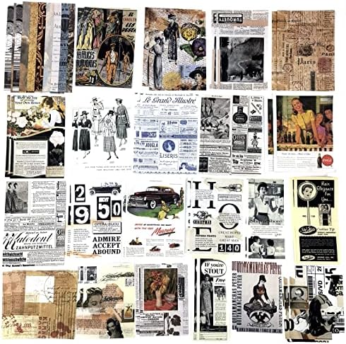 Esweny 200 Pieces Vintage Ephemera Scrapbooking Supplies Pack for Decoupage, Collage Craft, Notebooks, Album, Planners, Paper Scrapbook Stickers Kit (Retro)