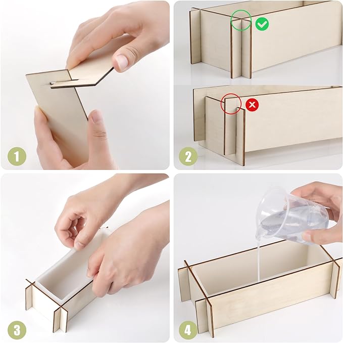 Large Epoxy Resin Molds, 5 PCS Rectangle Silicone Molds for Resin | Epoxy Molds with Wooden Support, Casting Molds for Preserving Flowers, Decoration