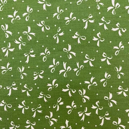 Cotton Fabric DIY Making Supplies Quilting Patchwork Fabric Fat Quarter Bundles DIY for Quilting Cotton Patchwork Cushions (Green Flowers Bow, 20" x 20")