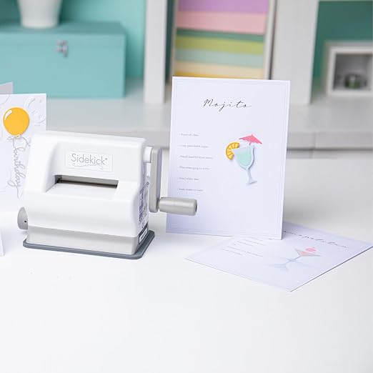 Sizzix Sidekick Starter Kit 661770 Portable Manual Die Cutting & Embossing Machine for Arts & Crafts, Scrapbooking & Cardmaking, 6.35 cm Opening, 2.5" Opening, White
