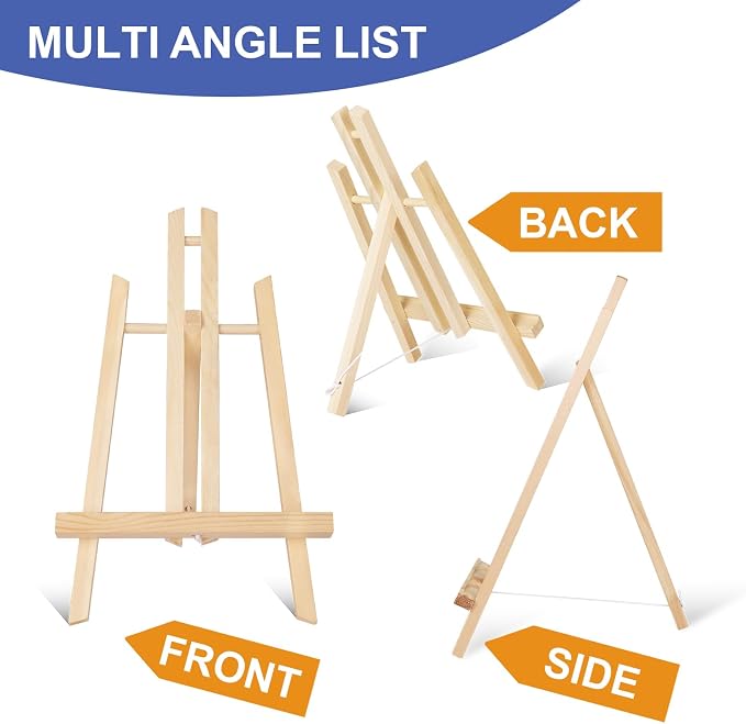 ESRICH 2 Pack 11.8" Wood Easels, Tabletop Easel for Painting | Painting Party, Displaying Canvas, Kids Student Table School Desktop, Portable Canvas Photo Picture Sign Holder