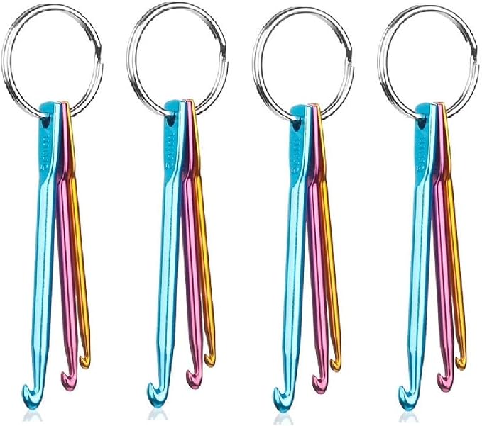 Zuoyou 4 Sets Mini Keychain Aluminum Crochet Hooks Knitting Needles | 3 Sizes/Set (3mm,4mm,5mm) Suitable for Yarn Knitting Beginners