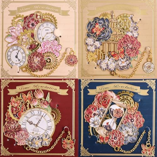 4pcs Vintage Metal Bookmark with Pendant Chain, Retro Steampunk Bookmarks, Flower & Clock Book Marks for Reading Women, Men, Kids, Book Lover, Teachers, Students