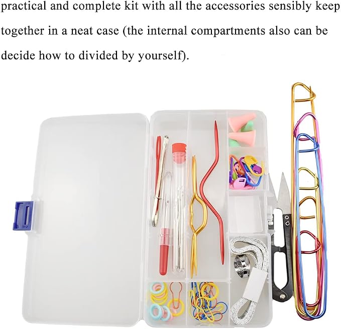 Hahiyo Knitting Accessories Set with Storage Box Needles Stitch Holders Markers Unpicker Crochet Beginner Experienced Stitchers Kit 69 Pieces in One for Sweaters Socks Yarn Sewing Crochet Embroidery
