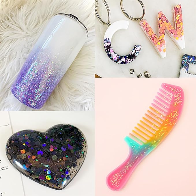 1mm Holographic Hexagon Chunky Glitter for Craft,12 Colors Assorted Chunky Glitter for Resin Arts,Laser Chunky Sequin for Body and Nail Art,Ornament Decoration