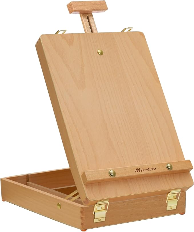 Tabletop Art Easel for Painting, Wooden Sketchbox, Portable Desktop Easel | Portable Art Easel for Beginners Professionals, Adjustable Height, Storage Compartments, Gift for Student Artist Beginner