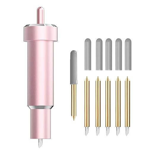Premium Fine Point Blade Compatible with Maker 3/4/Maker/Explore 3/4/Explore Air 2/Air/One,Fine Point Blade Housing for Slicing Cuts Glitter Vinyl,Cardstock,Faux,Adhesive Foil and Etc（Pink）