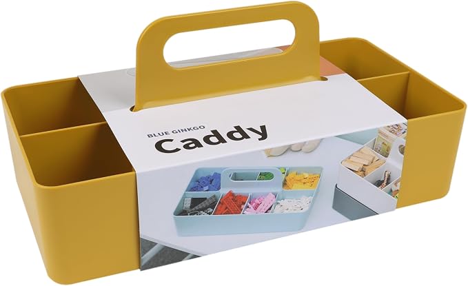BLUE GINKGO Stackable Organizer Caddy, Long, Yellow, Made in Korea