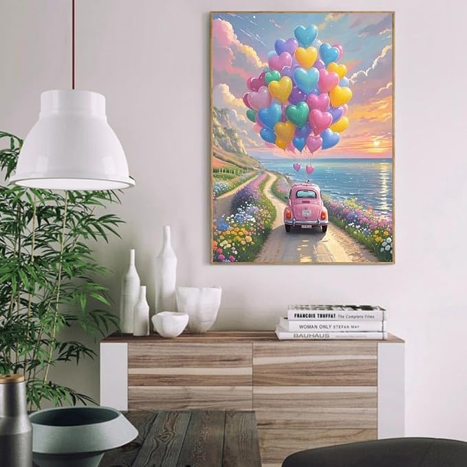 Clendo Balloon Paint by Numbers Kit for Adults, Car Paint by Number for Adults Beginner on Canvas, Ideal Gift Choice for Birthday and Festival, DIY Acrylic Paints for Wall Decor 16x20inch