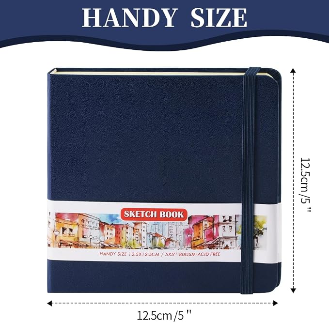 5x5 Pocket Sketch Book,80gsm Hardcover Art Sketchbook for Drawing Journal
