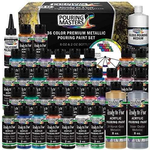 Pouring Masters 36 Color Metallic Ready to Pour Acrylic Pouring Paint Set