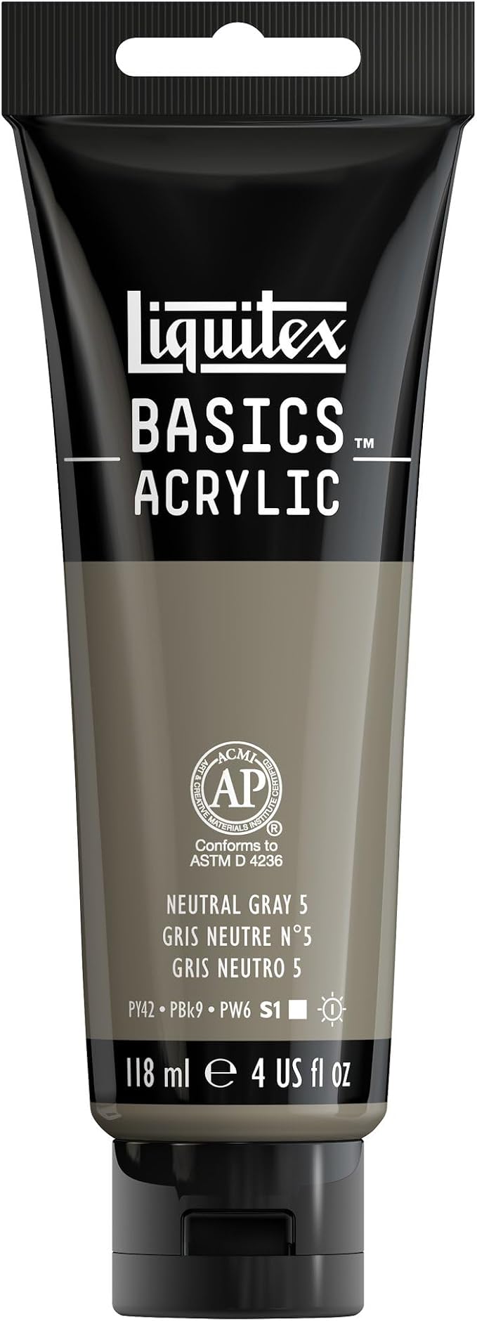 Liquitex BASICS Acrylic Paint, 118ml (4-oz) Tube, Neutral Gray Value 5
