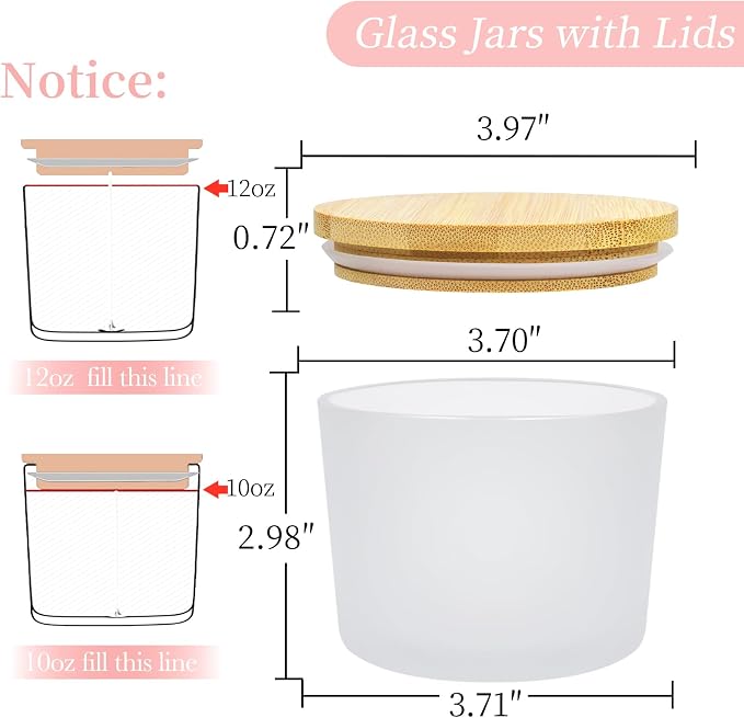CONNOO 8 Pack 12 OZ Frosted Glass Wide Mouth Candle Jars