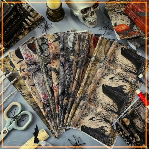 HunnmingRe 20 Pcs 10''x10'' Vintage Halloween Quilting Fabric Squares
