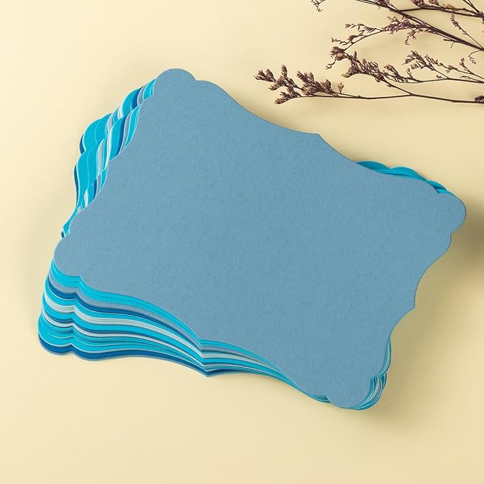 50 Pack Blank Kraft Greeting Cards, Blue, 5 Colors, 5x7IN