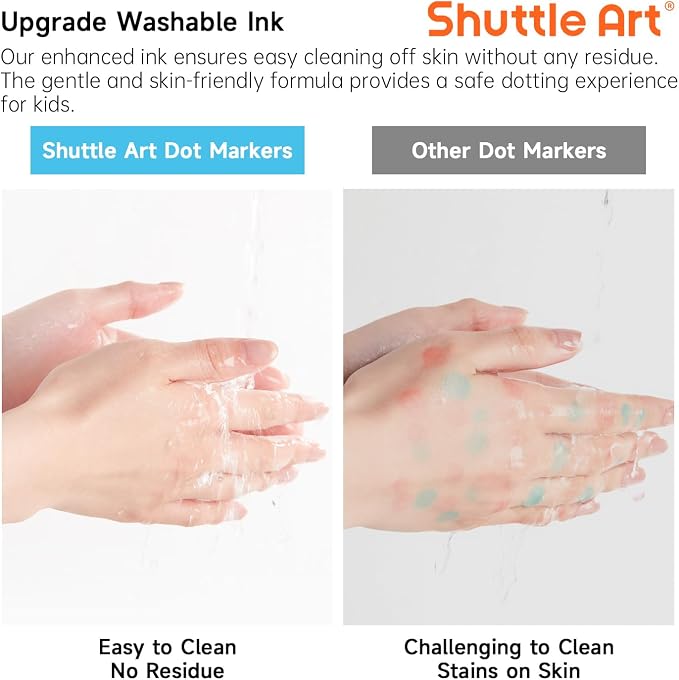 Shuttle Art Dot Markers, 14 Colors Bingo Daubers with 135 Patterns, 5 Activity Books, Educational Set With Art Activities,Non-Toxic Washable Coloring Markers