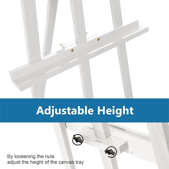 A-Frame Wooden Display Easel, Lyre Beechwood Studio Easel Stand, White