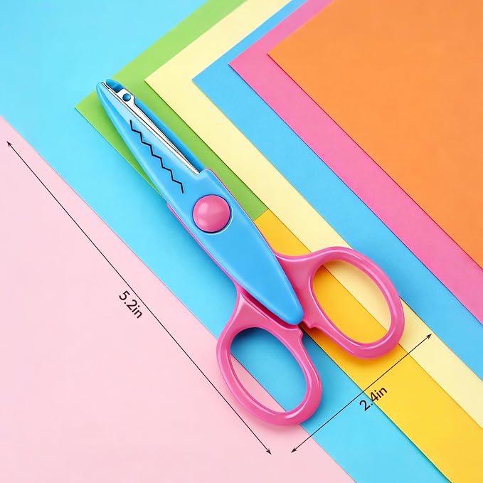 6pcs craft scissors, craft scissors decorative edge for Scrapebook＆School, fancy scissors with Stamp Edge, Fine Zigzag, Castle, Wide Zigzag, Scallop, Ripple