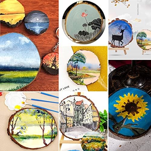 Natural Round Discs Rustic Wood Slices 6 Pcs 6.3-6.7 inch Unfinished Wood kit Circles Crafts Tree Slices with Bark Log Discs for DIY Arts and Wedding Christmas Ornaments