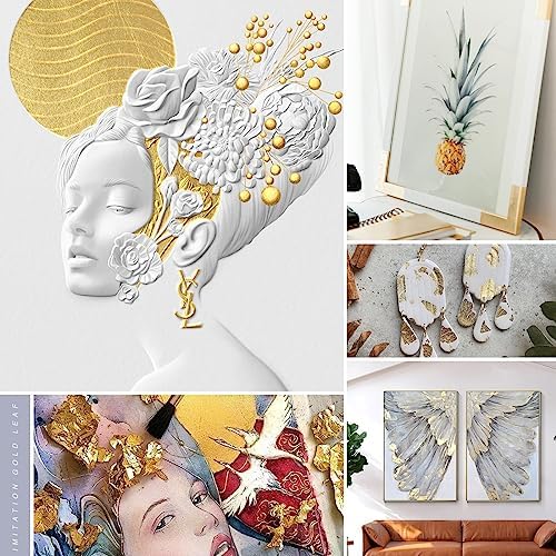YongBo Gold Leaf Sheets, 200 pc 5.5" Gold Foil Paper for Arts Craft, Painting, Gilding, Slime, Nail Design, Furniture Decoration