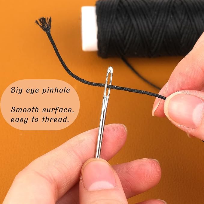 Ftyiwu Waxed Thread 32 Yards Upholstery Needle and Thread for Leather