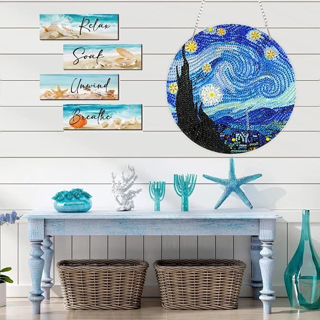 RYMILIE Hanging Diamond Art Kits for Adults Starry Night 8x8inch