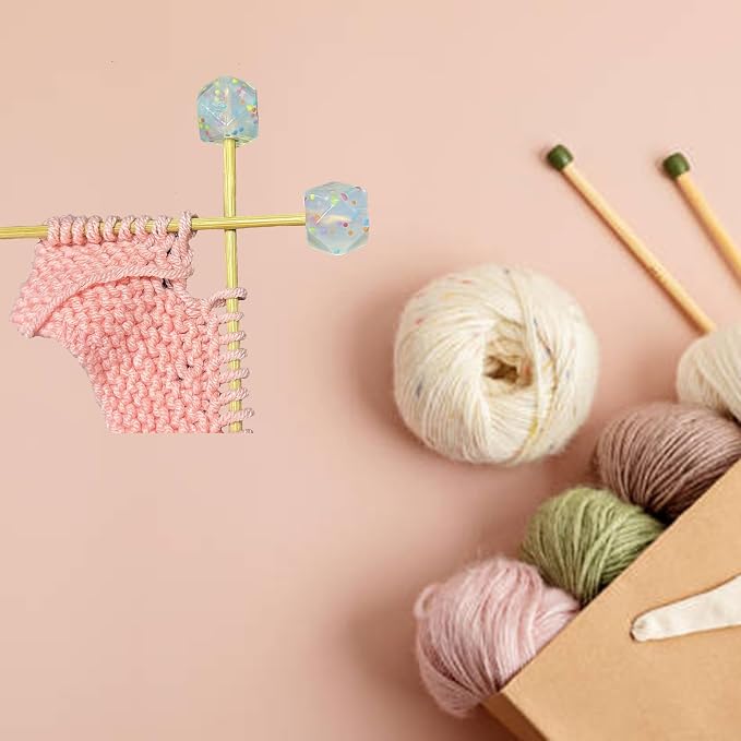 SPANSEE Hexagon Knitting Needle Holders - 4 Pcs, Size 3-13 (3.25mm-9mm), End Caps, Stitch Stoppers, Point Protectors