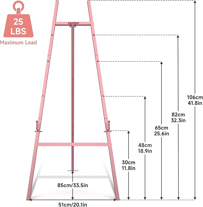 Easel Stand for Wedding Sign, 4-Tier Height Adjustable, Rose Gold
