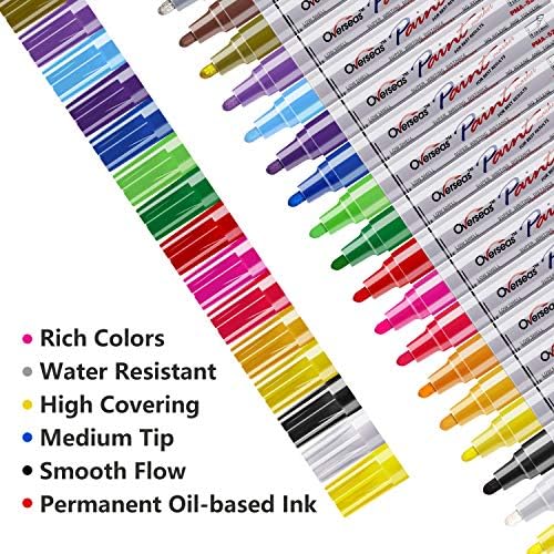 TFIVE 18 Colors Paint Pens Paint Markers, Oil Based Permanent Markers