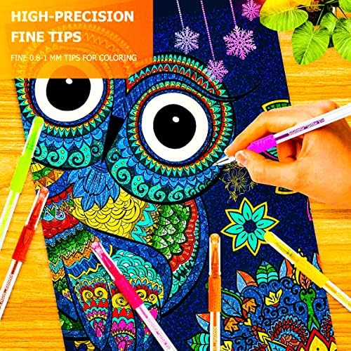 Soucolor 120 Pack Gel Pen 60 Glitter & 60 Refillss for Adult Coloring Books