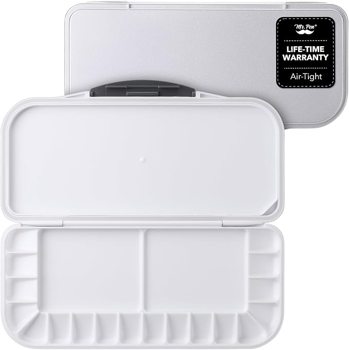 Mr. Pen- Airtight Watercolor Palette with Lid, 18 Wells & 2 Mixing Areas | Lightweight Sealing Paint Palette for Travel, Painting, Watercolor Mixing, Art Class and Studio Use