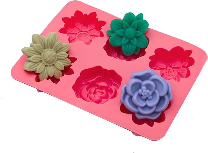 X-Haibei Elegant Flowers Soap Silicone Mold Jello Lotion Bar Cold Process Making Supplies 2oz, Dia. 2.5inch