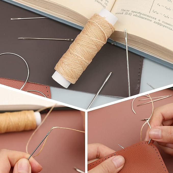 Waxed Thread, Upholstery Needle and Thread 32 Yards Natural Color