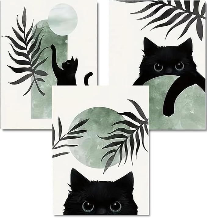 3 Pack Black Cat Diamond Art Kits for Adults Diamond Painting Kit Beginner