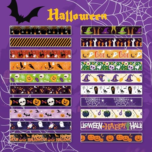 20 Rolls Halloween Washi Tape Halloween Decorative Masking Tape for Arts Scrapbooking Bullet Journaling DIY Crafts Planners Gift Wrapping